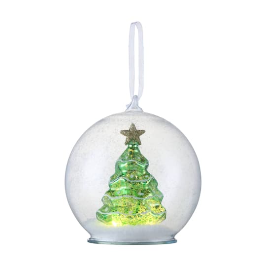 Green Mercury Glass Tree Globe Ornament